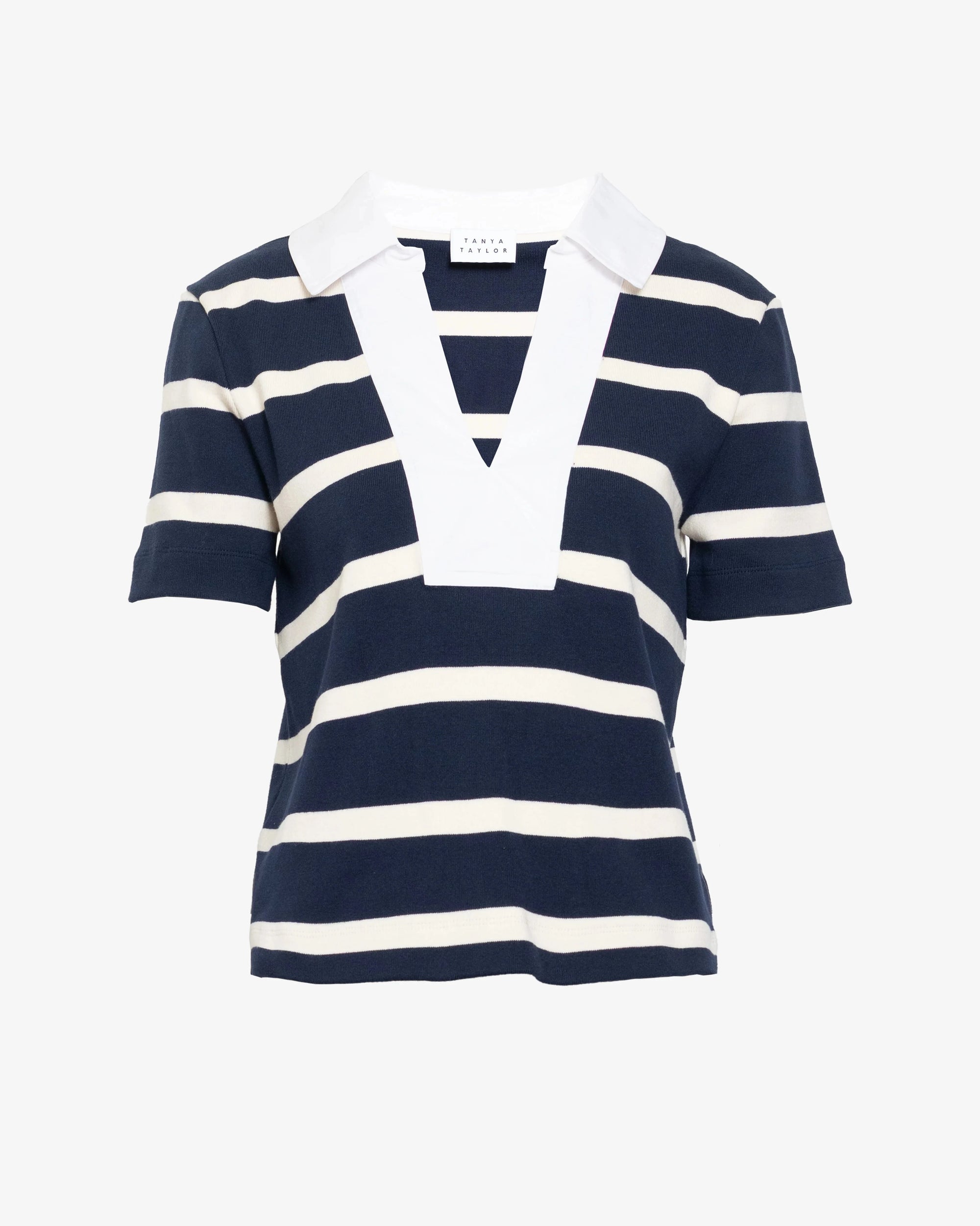 Melanie Top Maritime Blue/Cream Wide Stripe Tops - Blouses Tanya Taylor 