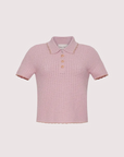 Melody Polo Light Pink With Taupe Tipping Tops - Button Down Cara Cara 
