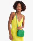 Midi Sac Leather & Suede Woven Checker Grass Crossbody Clare V. 