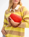 Midi Sac Woven Diagonal Bright Poppy Crossbody Clare V. 
