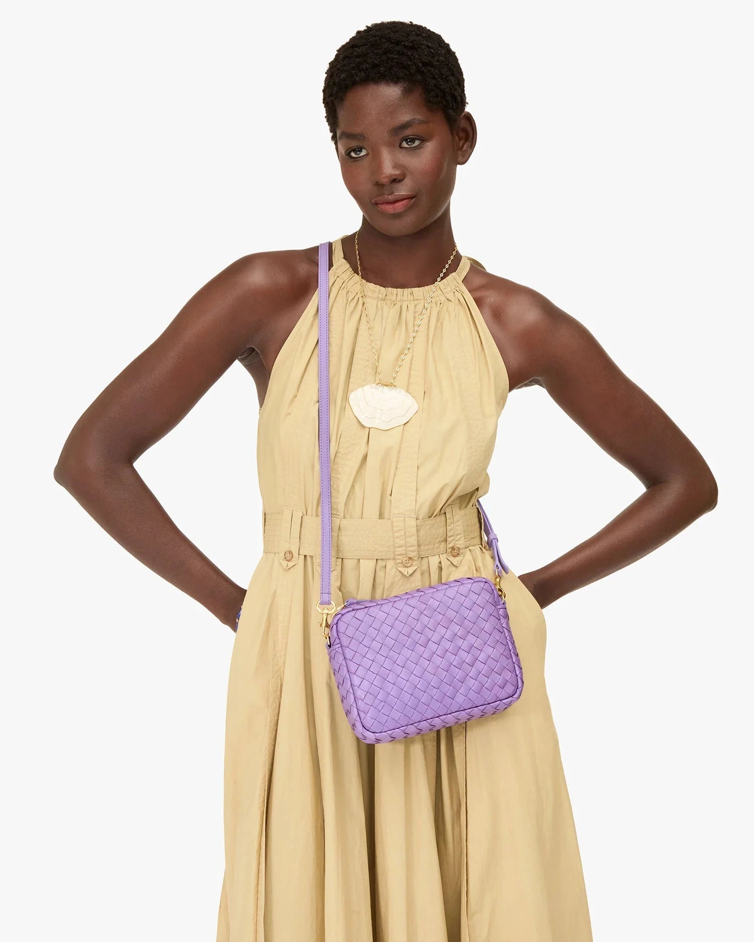 Midi Sac Medium Woven Diagonal Jacaranda Crossbody Clare V. 