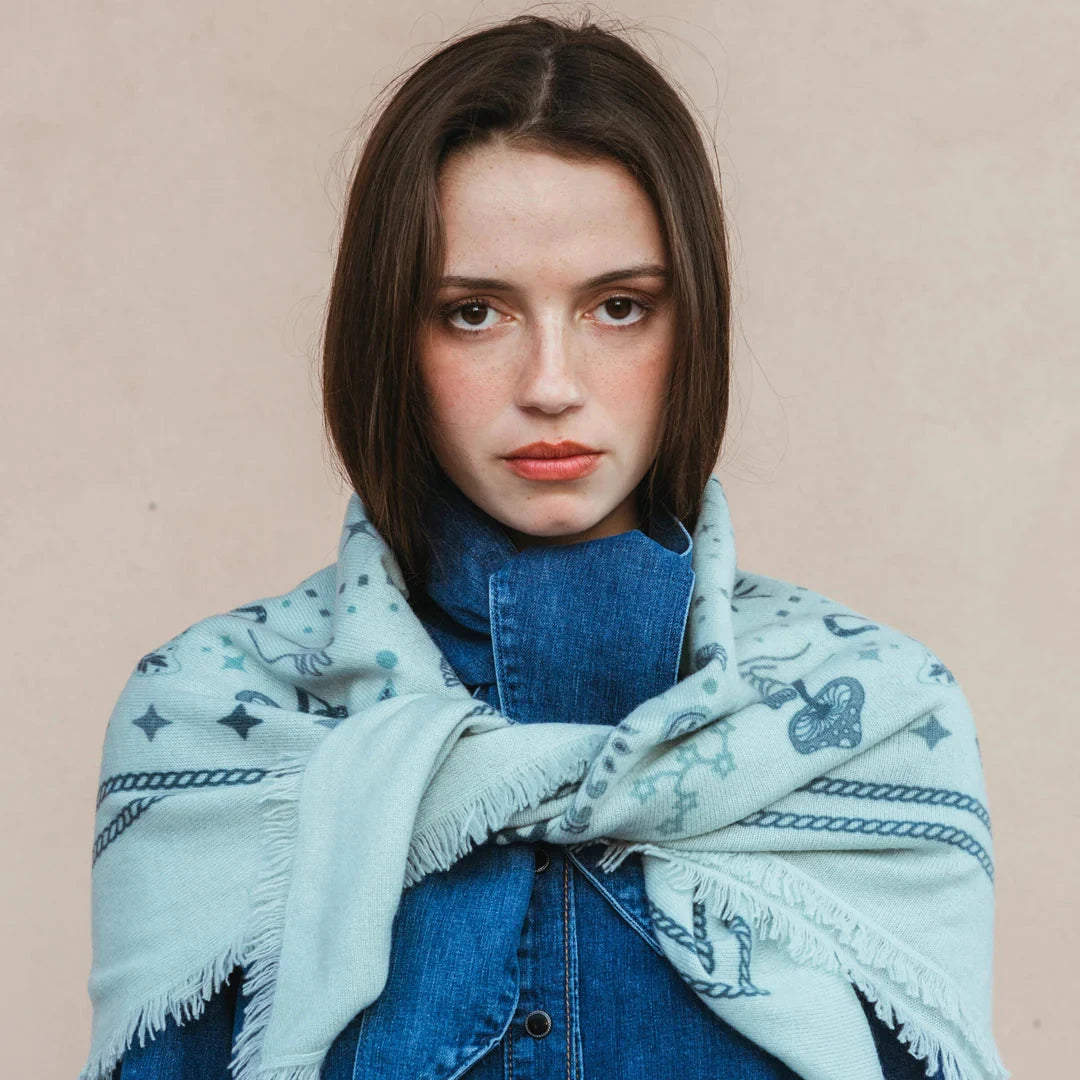 Cosmic Rodeo Bandana Wrap Mint Forest Slate Scarves Freya 