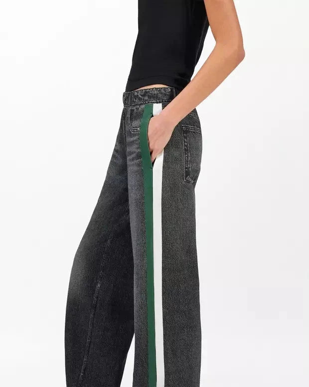Miramar Terry Track Pant Pull On Wash Black Green Denim - Flare & Wide Leg rag & bone 