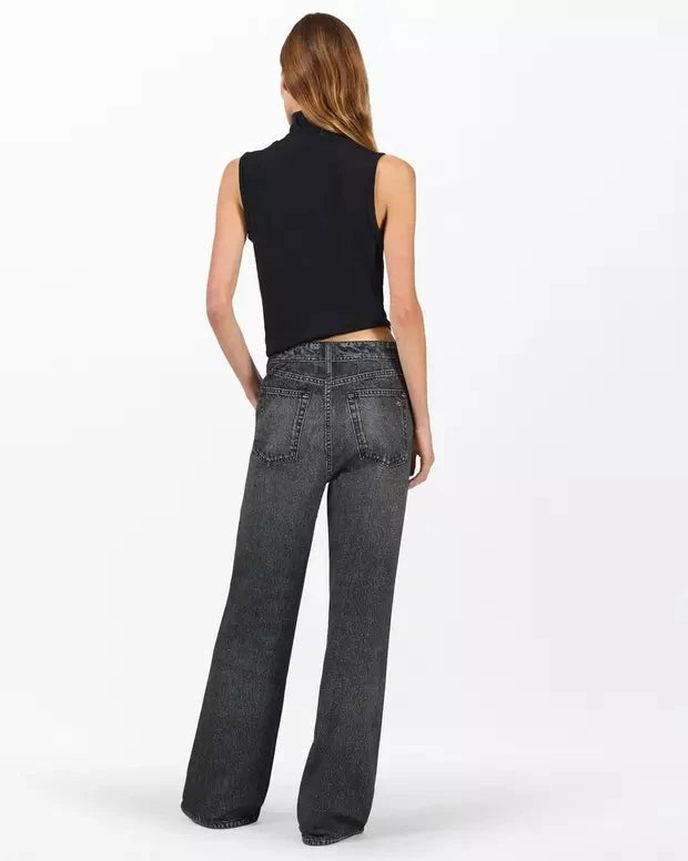 Miramar Terry Track Pant Pull On Wash Black Green Denim - Flare & Wide Leg rag & bone 