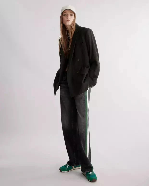 Miramar Terry Track Pant Pull On Wash Black Green Denim - Flare & Wide Leg rag & bone 