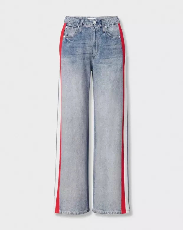 Miramar Terry Track Pant Pull On Coney Red White Stripe Denim - Flare & Wide Leg rag & bone 