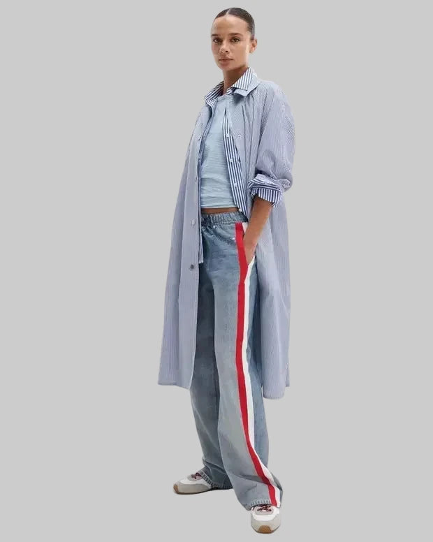 Miramar Terry Track Pant Pull On Coney Red White Stripe Denim - Flare & Wide Leg rag & bone 