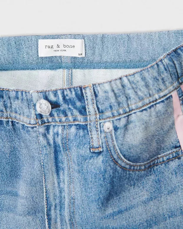 Miramar Terry Track Pull On Pink stripe Denim - Flare & Wide Leg rag & bone 