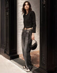 Miramar Wide-Leg Track Pant Washed Black Denim - Flare & Wide Leg rag & bone 