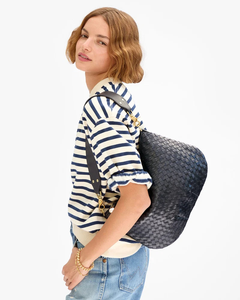 Moyen Messenger Medium Woven Diagonal Twilight Navy