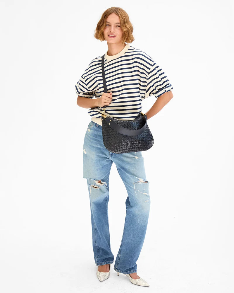 Moyen Messenger Medium Woven Diagonal Twilight Navy