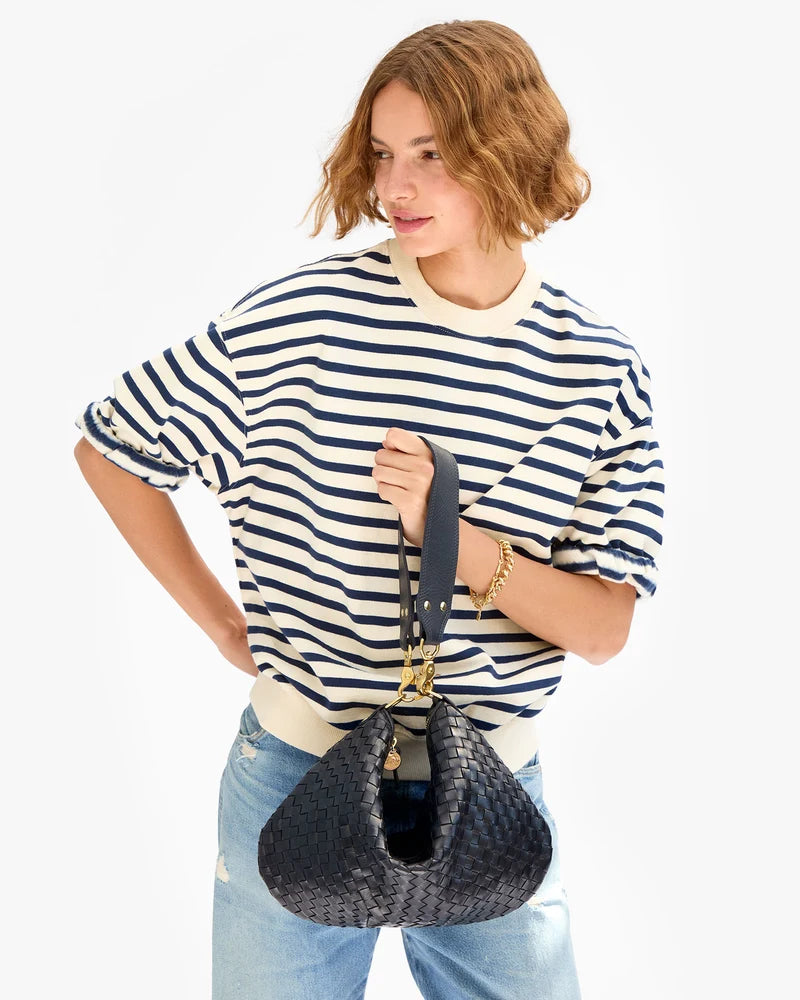 Moyen Messenger Medium Woven Diagonal Twilight Navy
