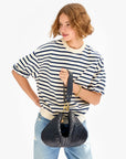 Moyen Messenger Medium Woven Diagonal Twilight Navy