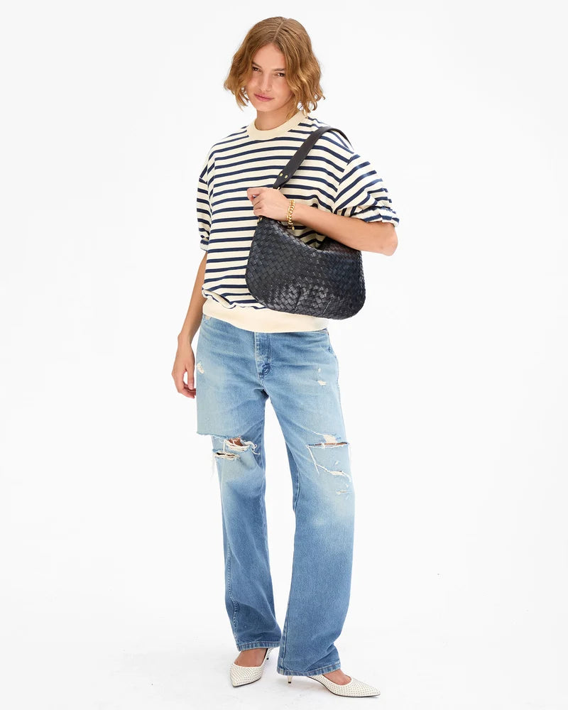 Moyen Messenger Medium Woven Diagonal Twilight Navy