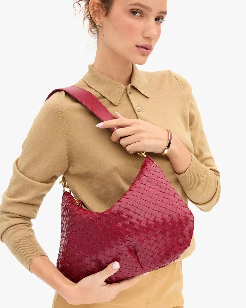 Moyen Messenger Woven Diagonal Garnet Hobo & Shoulder Clare V. 