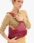Moyen Messenger Woven Diagonal Garnet Hobo & Shoulder Clare V. 