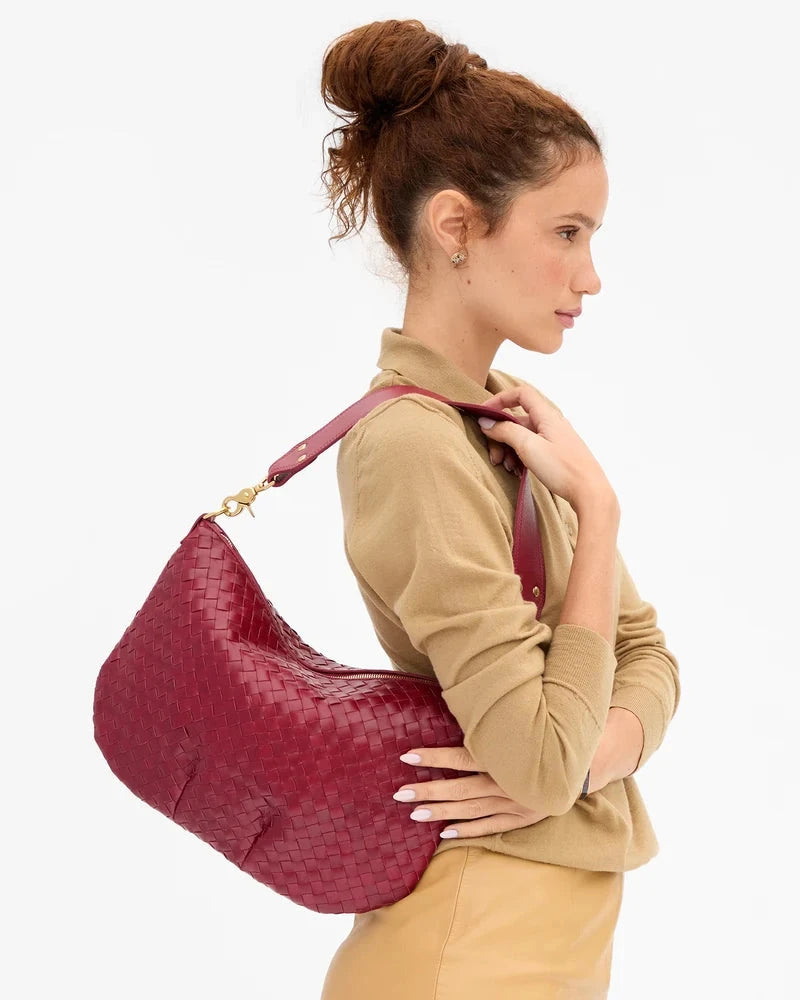 Moyen Messenger Woven Diagonal Garnet Hobo & Shoulder Clare V. 