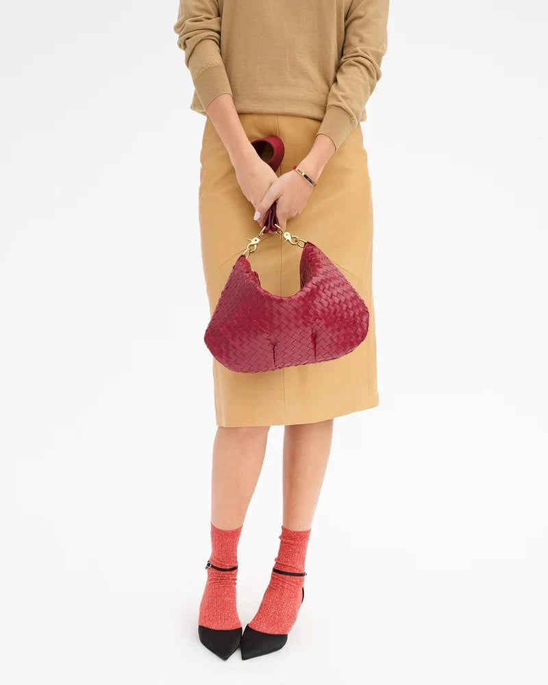 Moyen Messenger Woven Diagonal Garnet Hobo & Shoulder Clare V. 