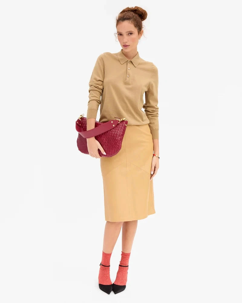 Moyen Messenger Woven Diagonal Garnet Hobo & Shoulder Clare V. 