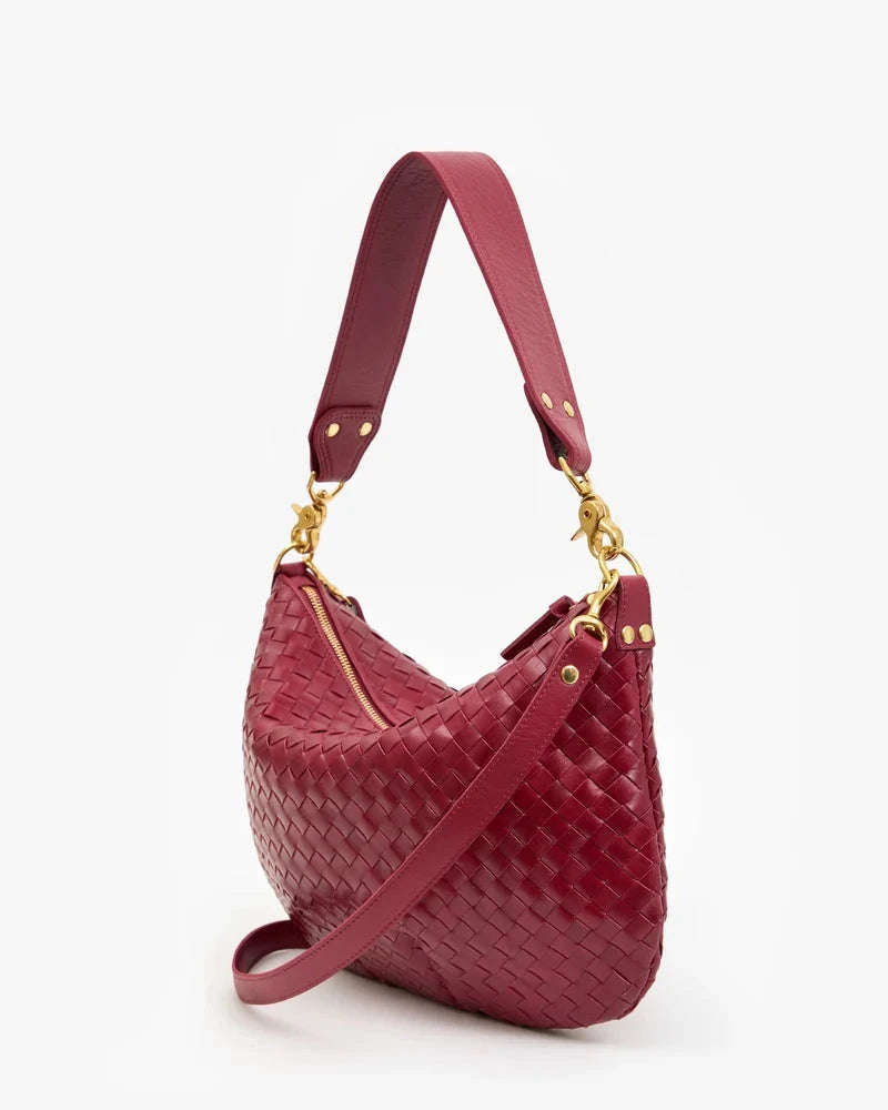 Moyen Messenger Woven Diagonal Garnet Hobo & Shoulder Clare V. 