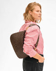 Moyen Messenger Nappa & Suede Woven Checker Mahogany