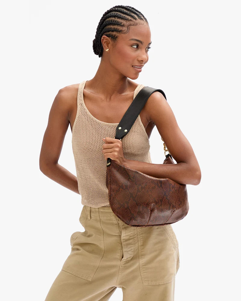 Moyen Messenger Embossed Python Auburn