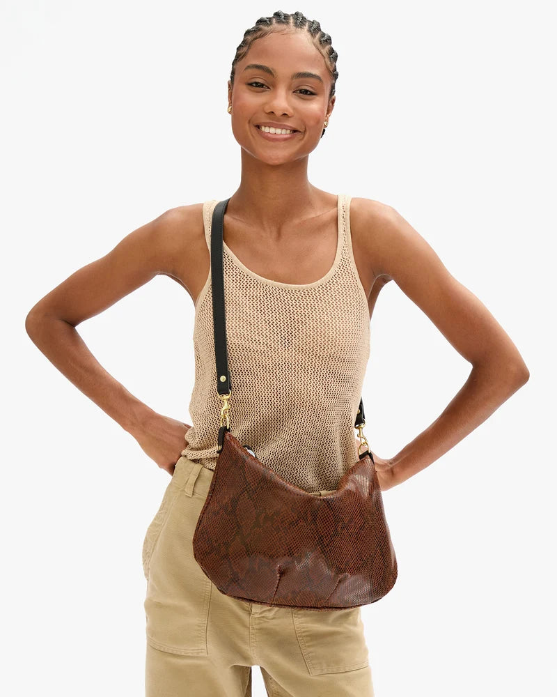 Moyen Messenger Embossed Python Auburn