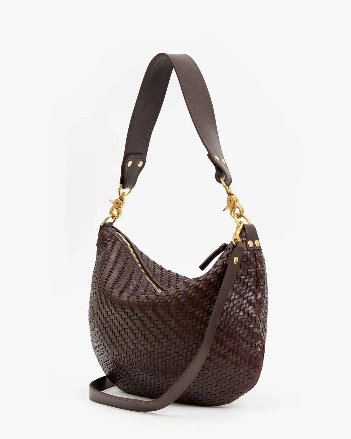 Moyen Messenger Woven Zig-Zag Chocolate Hobo &amp; Shoulder Clare V. 