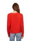 Cropped V-Neck Cardi Pointelle Ladder Stitch Apple Sweater - Cardigans Autumn Cashmere 