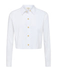 Cosette Crop Button Down Shirt White/Gold