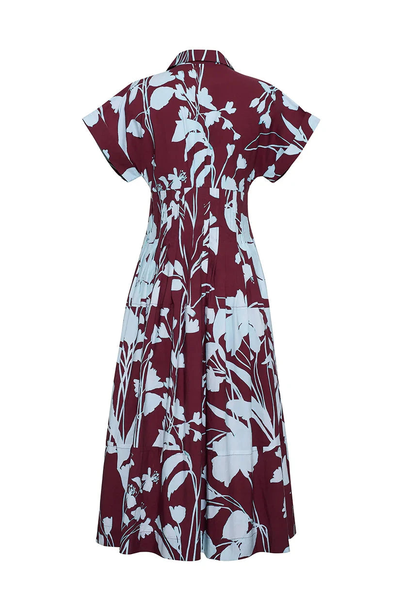 Nash Midi Dress Botanic Maroon Dresses - Maxi Cara Cara 