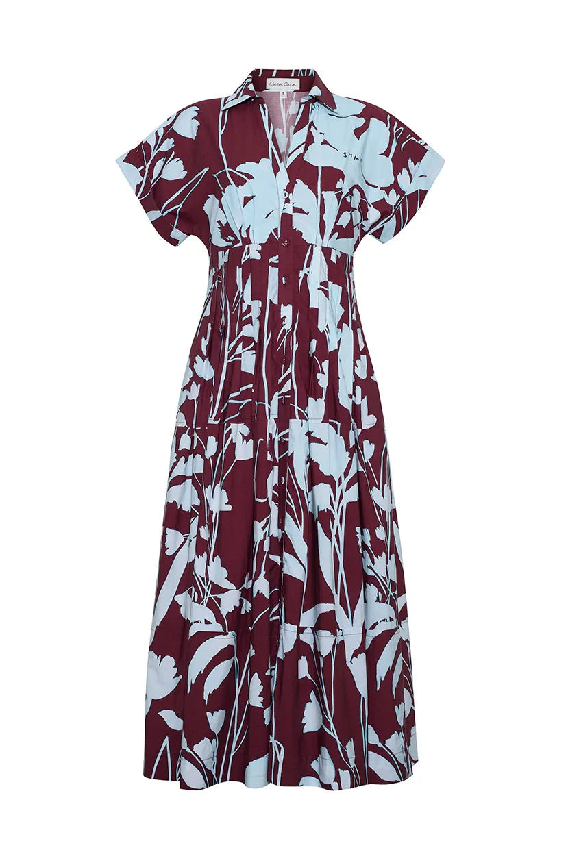Nash Midi Dress Botanic Maroon Dresses - Maxi Cara Cara 