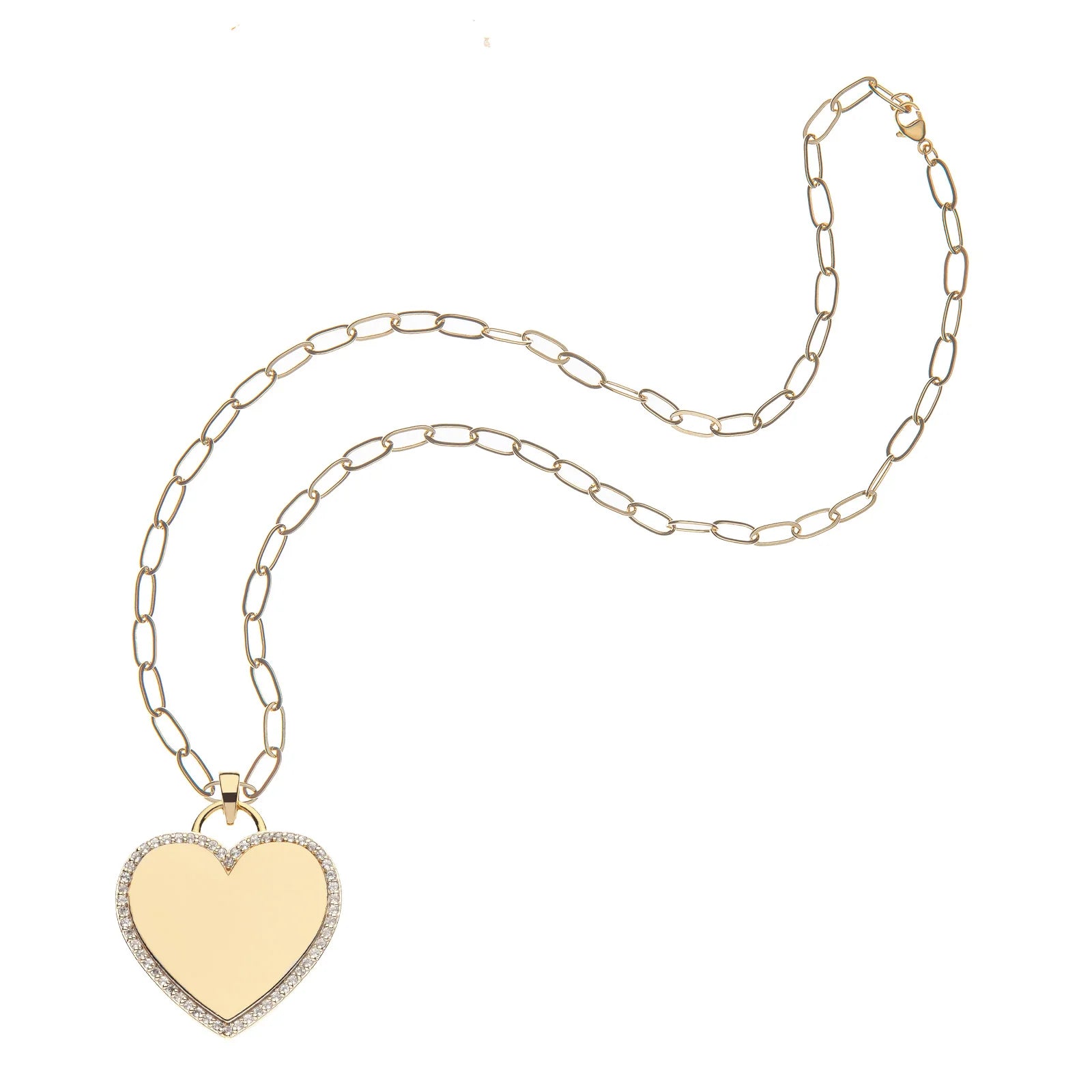 Jane Win Never Enough Love Pendant on Drawn Link Chain front view with white background