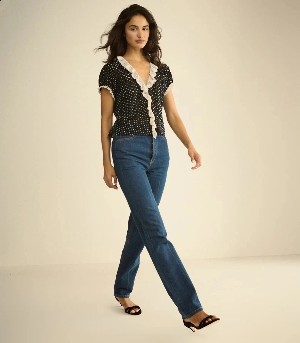Orella Top Noir Dot Tops - Blouses Doen 