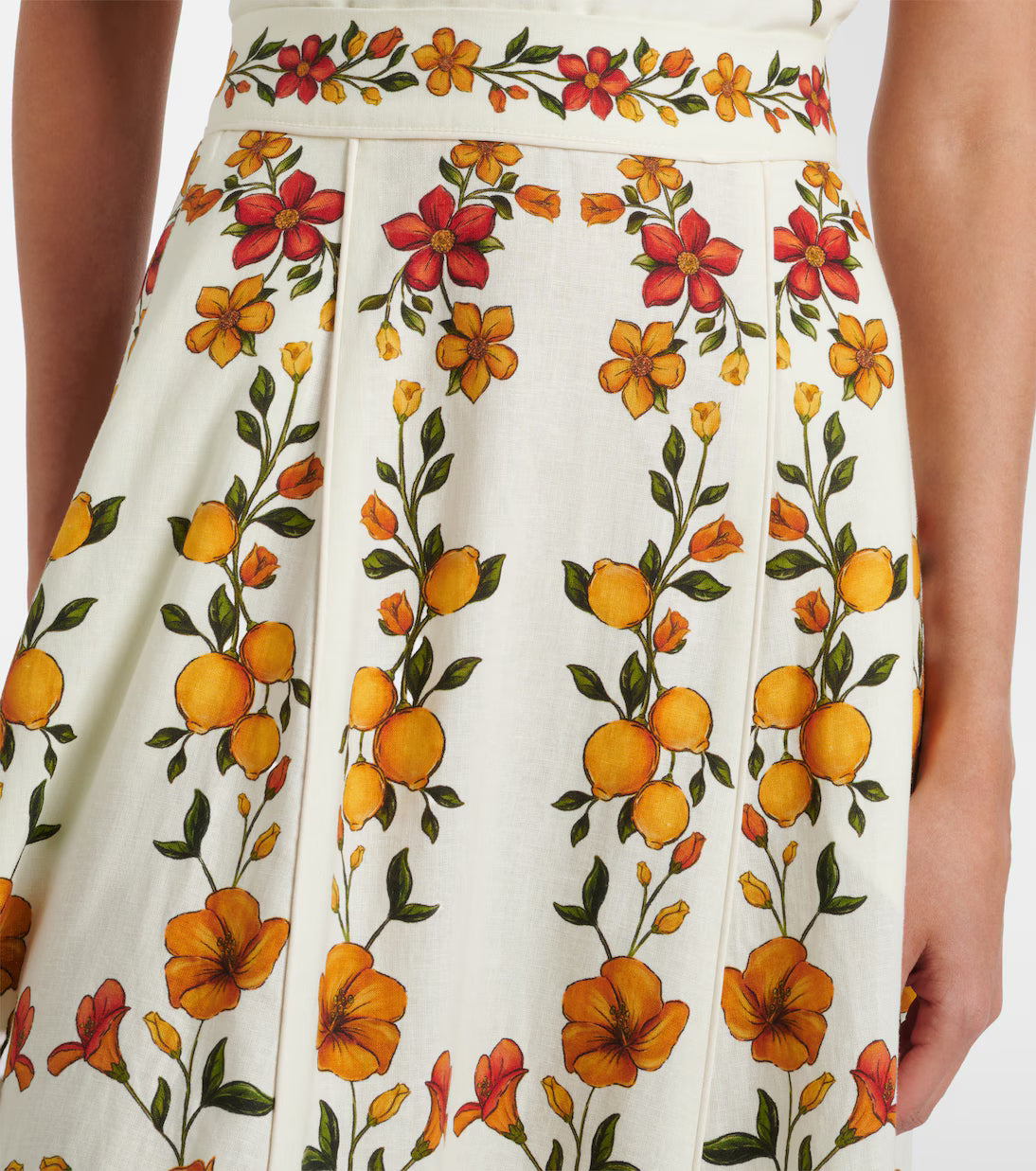 Lemon Bouquet Midi Skirt Off White Skirts - Midi Farm Rio 