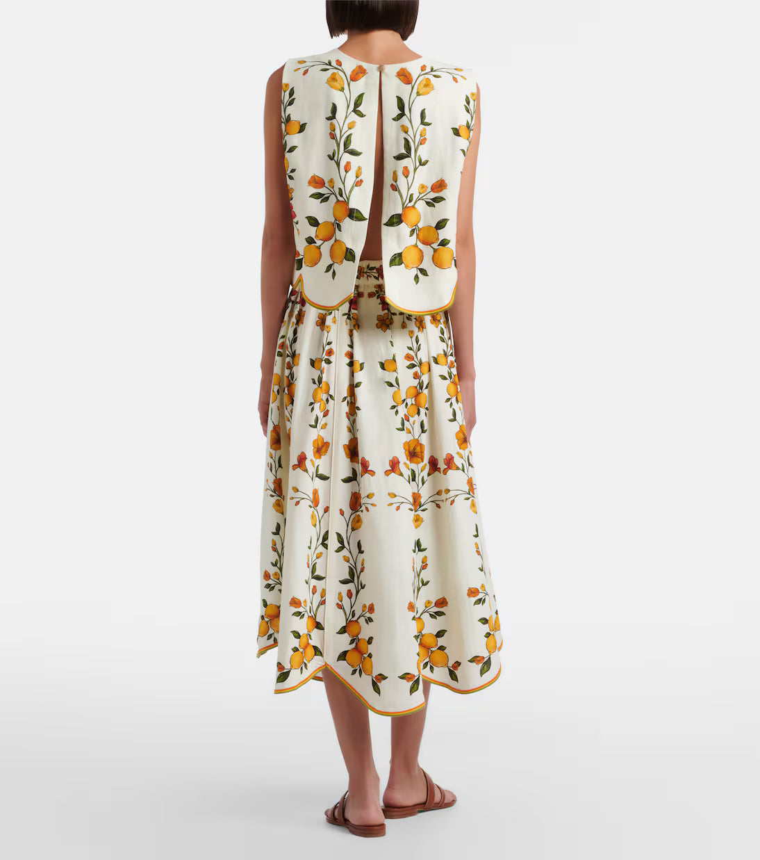 Lemon Bouquet Midi Skirt Off White Skirts - Midi Farm Rio 