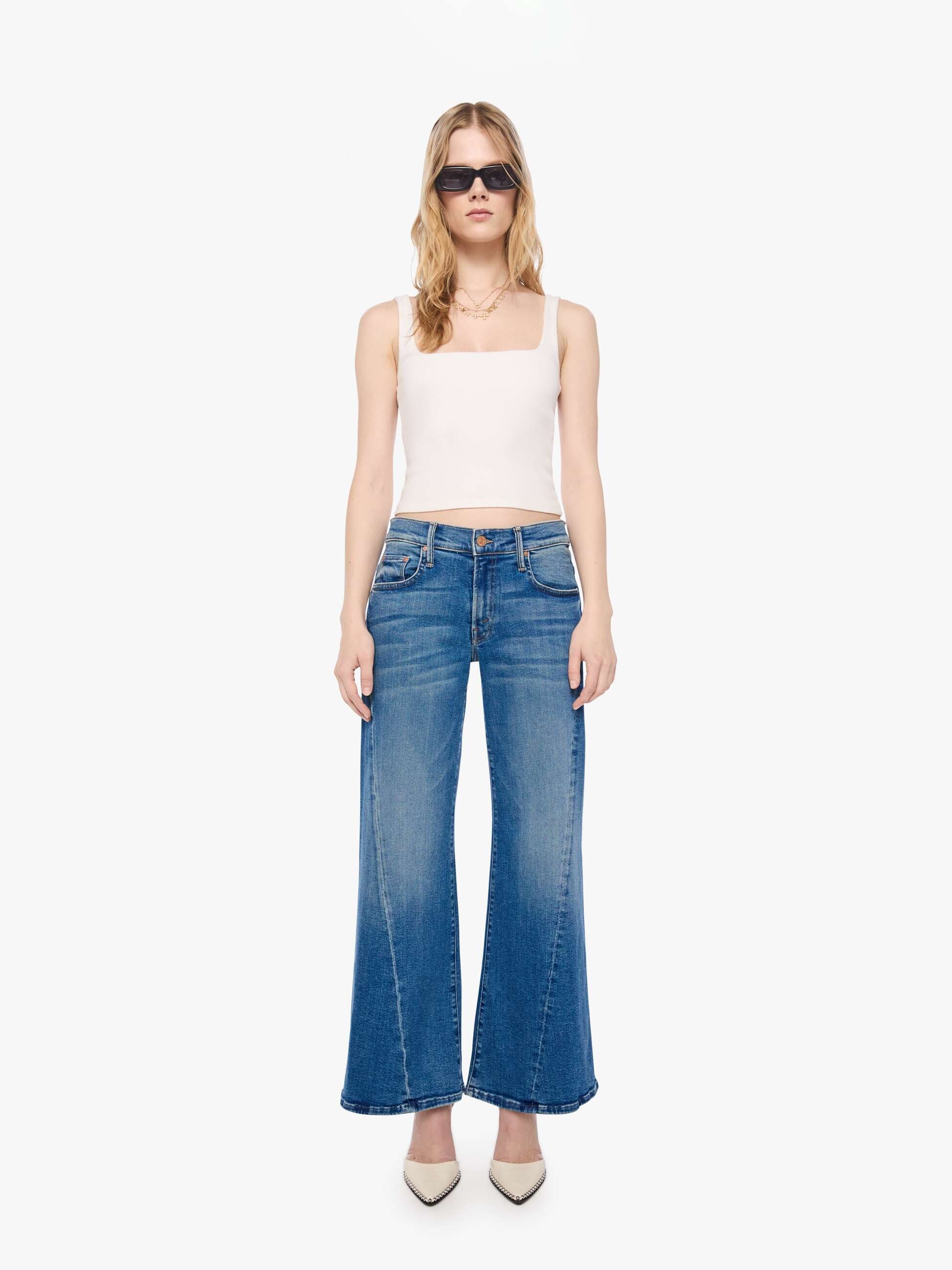 The Lil Mid Rise Sidestepper Twist Sneak Strike It Rich Denim - Flare &amp; Wide Leg Mother 