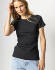 Short Sleeve Crew Black Tops - Tees Lilla P 