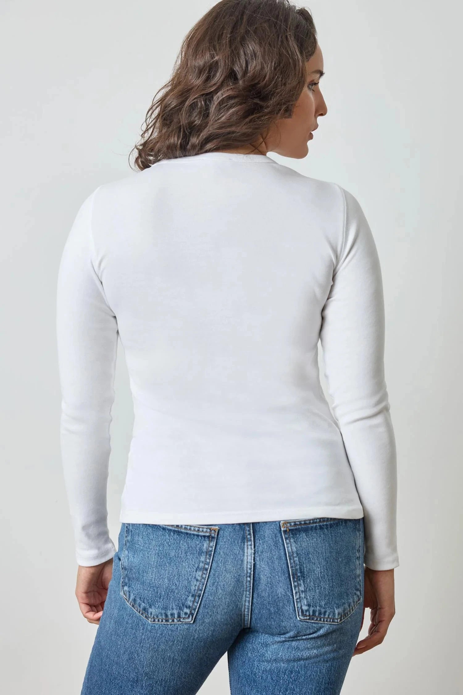 Long Sleeve Crew White Tops - Tees Lilla P 