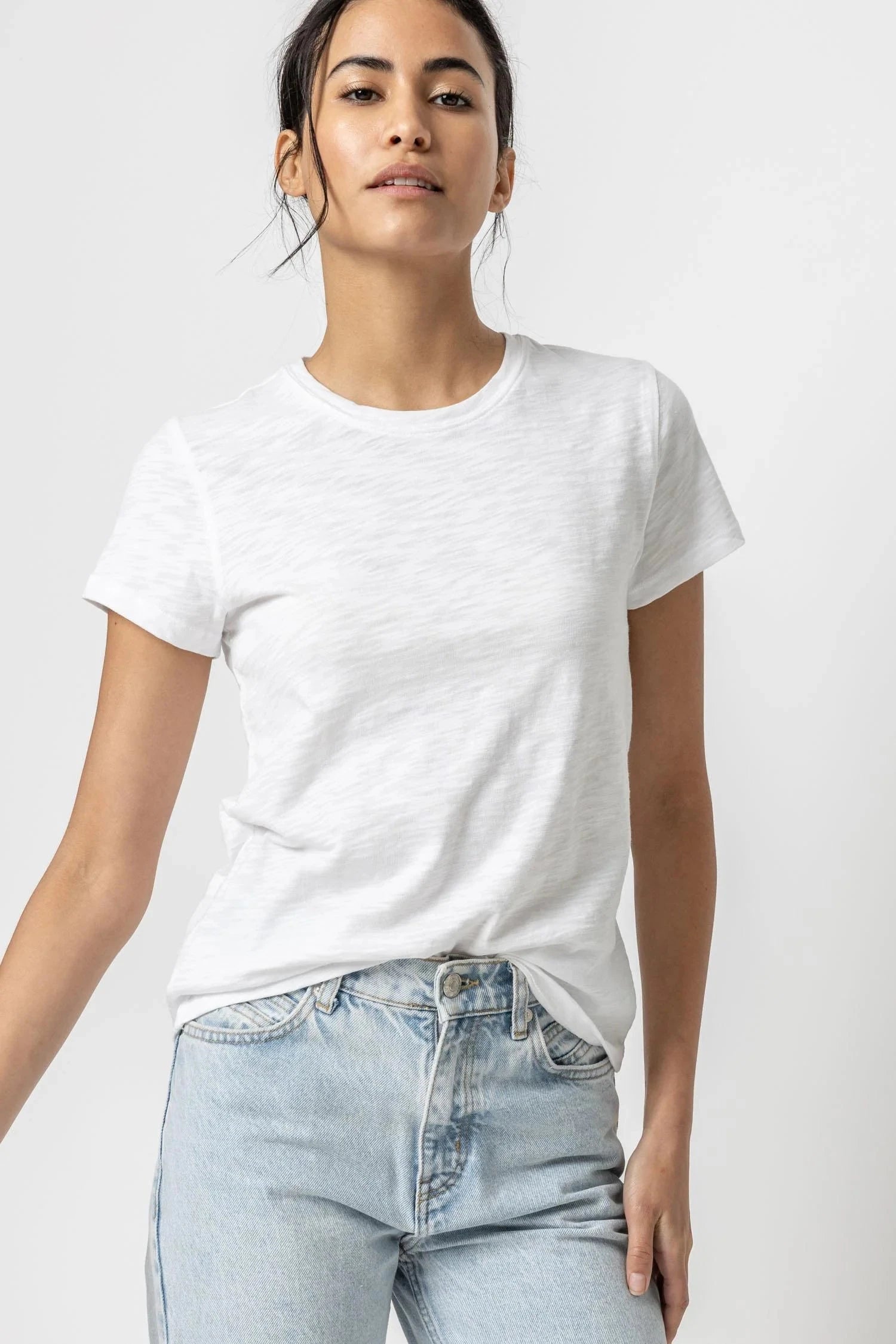 Short Sleeve Crewneck White Tops - Tees Lilla P 