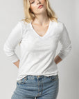 Long Sleeve V-Neck White