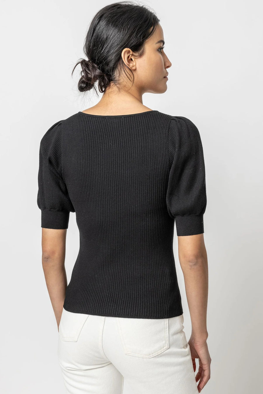 Full Sleeve Square Neck Sweater Black