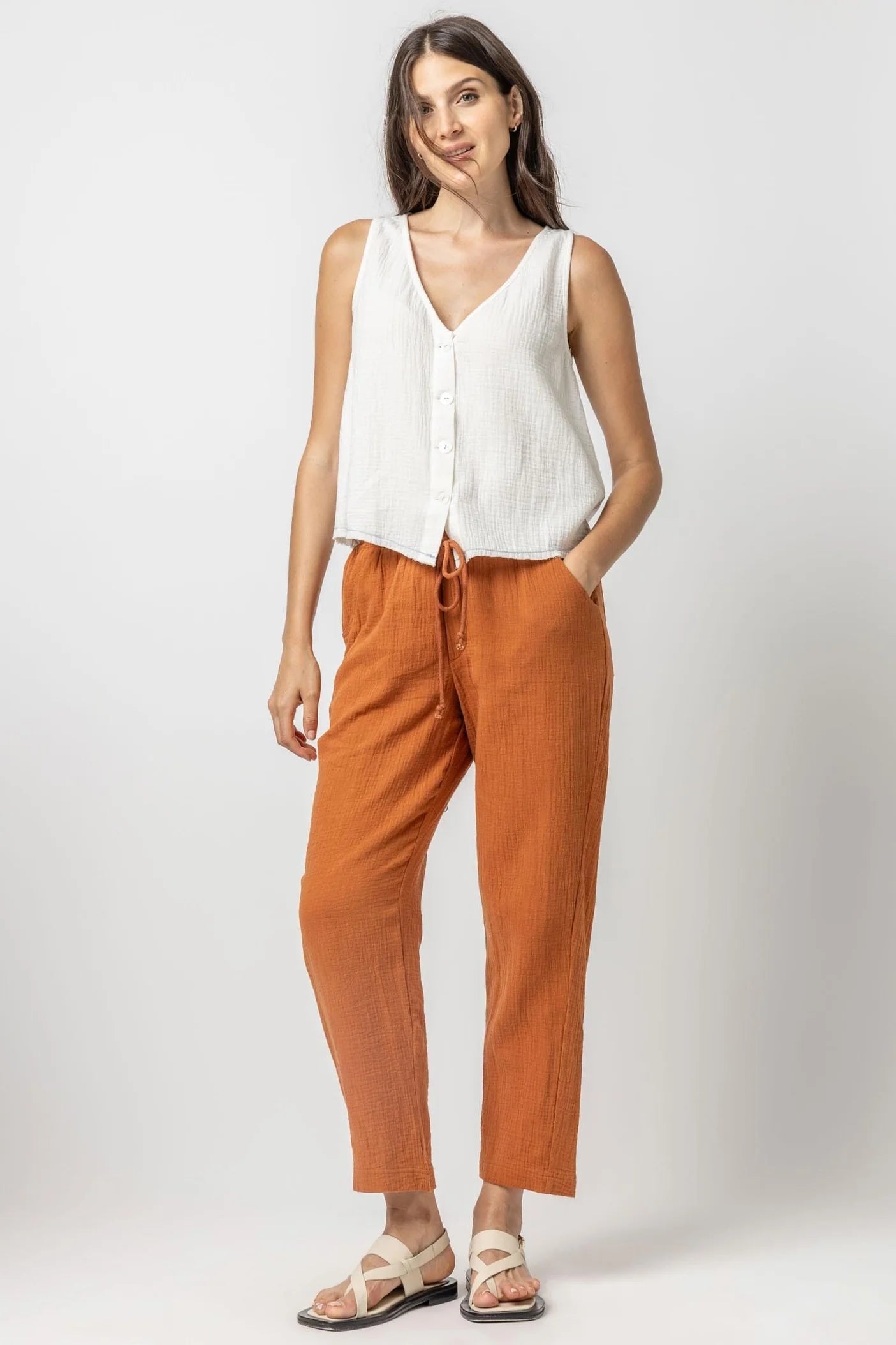 Straight Leg Gauze Pant Sienna Pants - Trousers Lilla P 