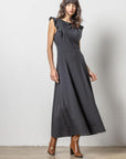 Flounce Trim Maxi Dress Black Dresses - Maxi Lilla P 