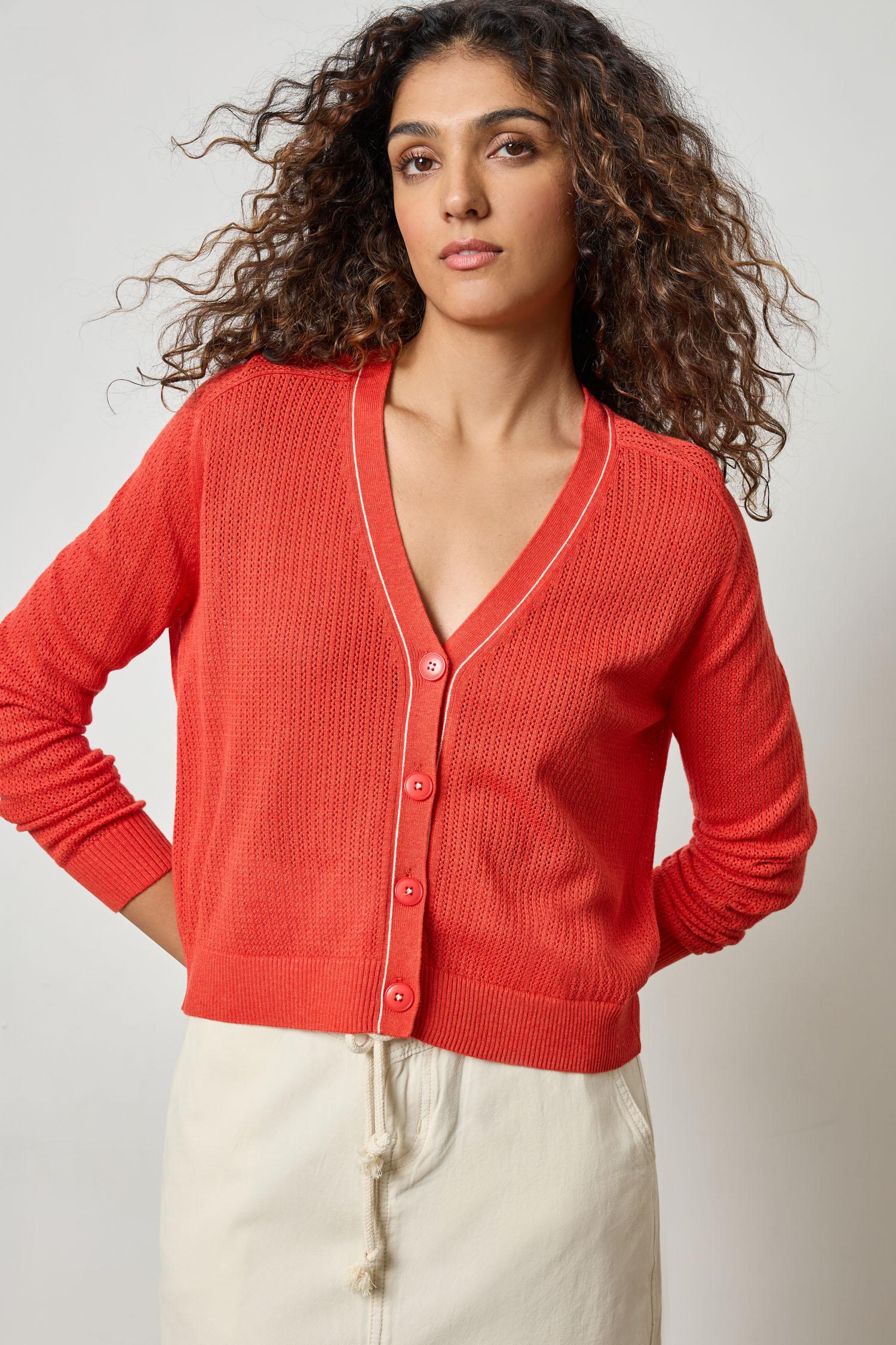 Saddle Sleeve V-Neck Cardigan Begonia Sweater - Cardigans Lilla P 