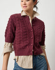 Short Sleeve Cardigan Sweater Plum Sweater - Cardigans Lilla P 