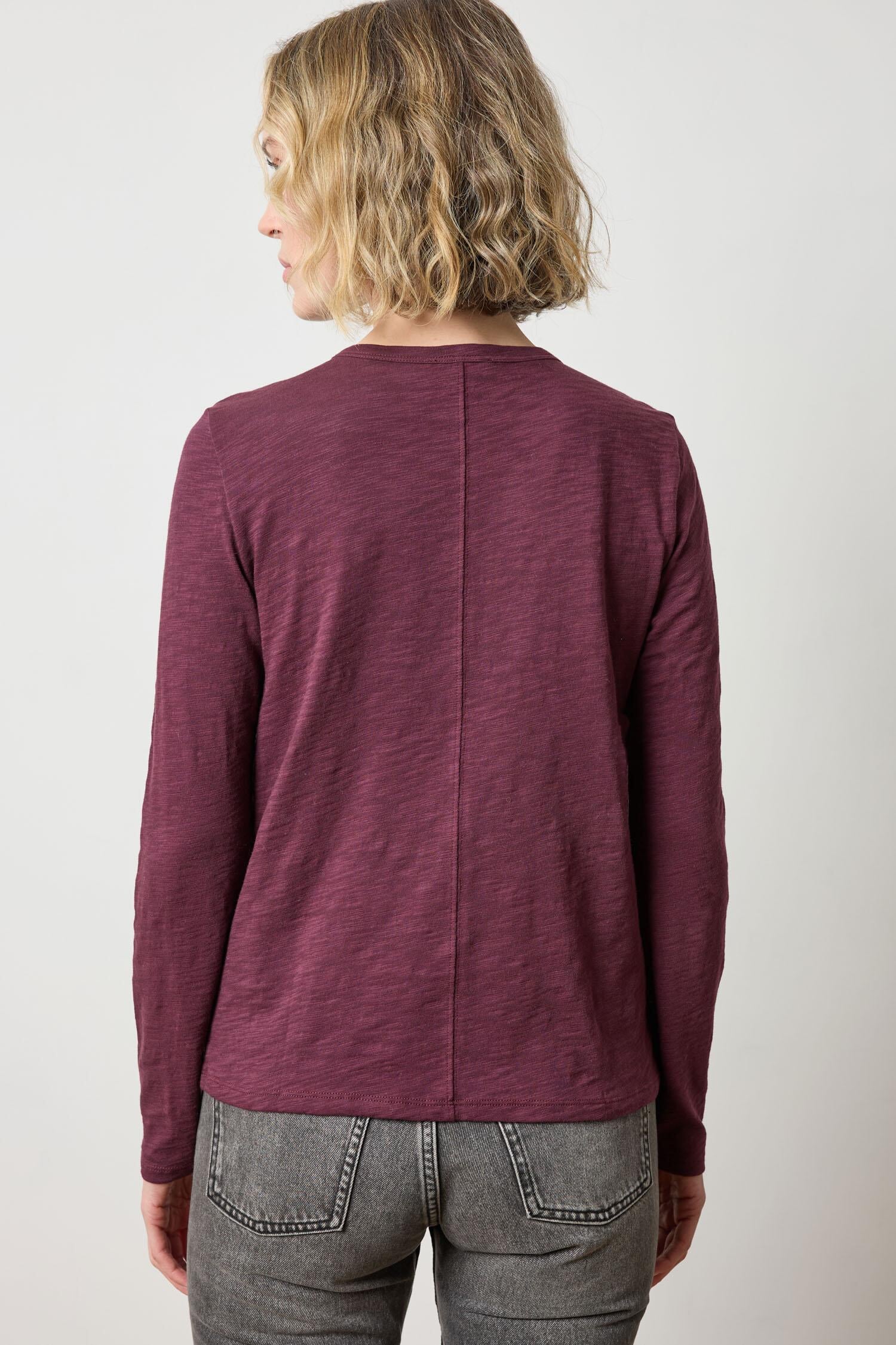 Long Sleeve Crewneck Merlot Tops - Tees Lilla P 