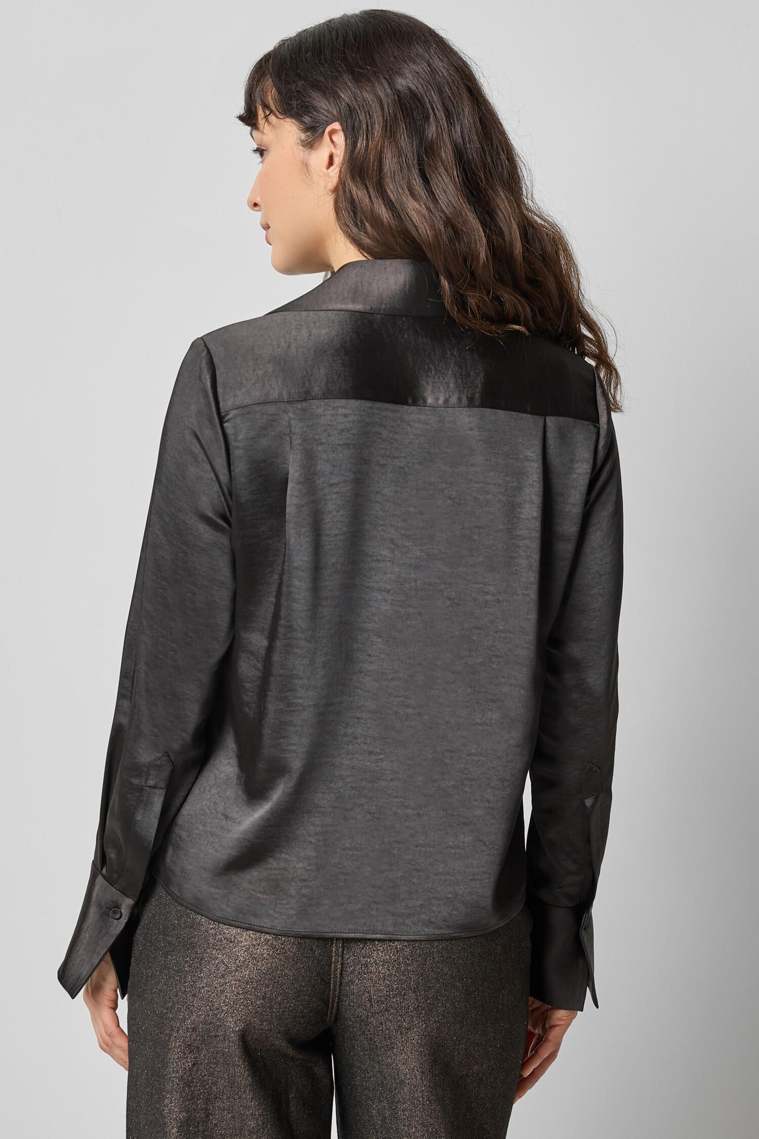 Satin Button Down Black Tops - Button Down Lilla P 