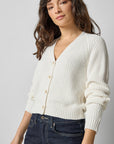 Shrunken V-Neck Cardigan White Sweater - Cardigans Lilla P 