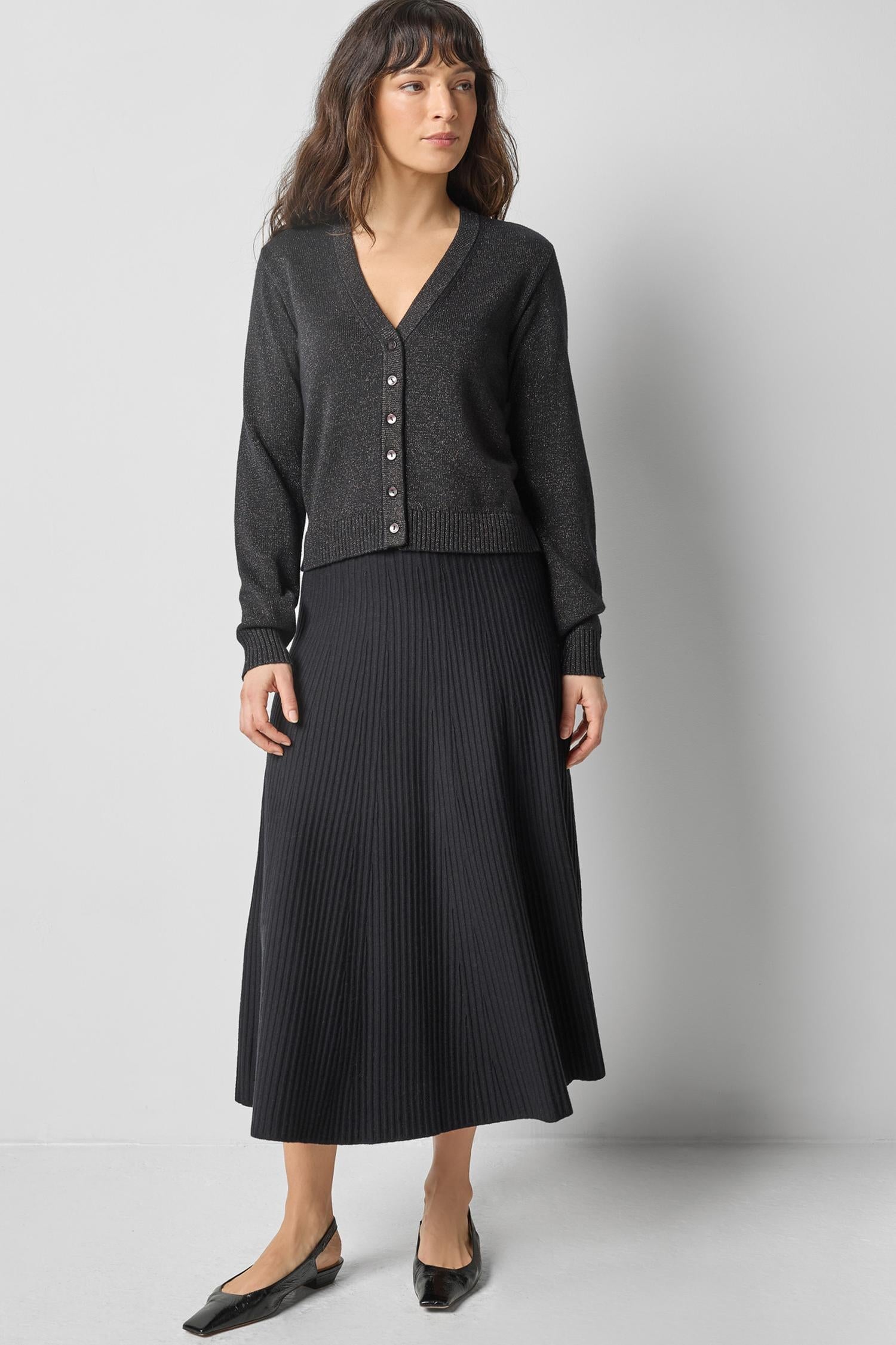 V-Neck Sparkle Cardigan Black Sweater - Cardigans Lilla P 